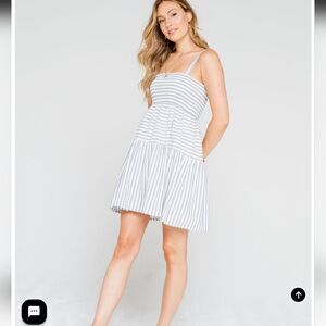 NEW! Perfect Summer Dress White and Blue Square Neck Medium
